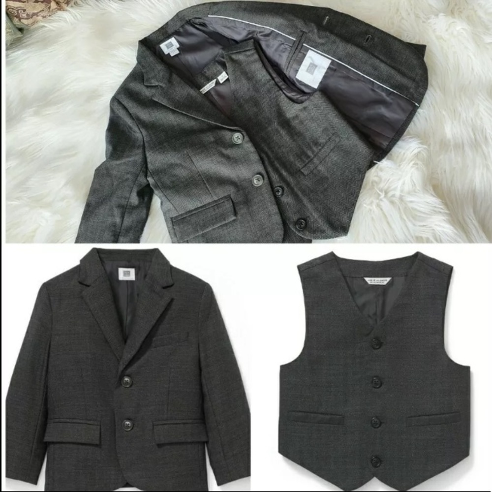 $164 Janie & Jack Wool Herringbone Blazer Vest 2T